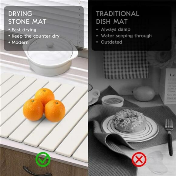 Dish Drying Mat Quick Absorbent Kitchen Counter Heat Resistant Pad - Picture 7 of 8